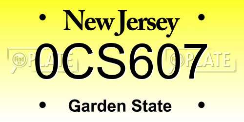 0CS607 New Jersey License Plate