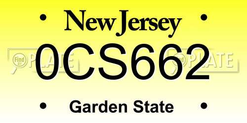 0CS662 New Jersey License Plate