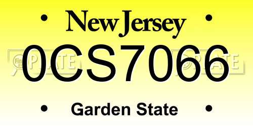 0CS7066 New Jersey License Plate