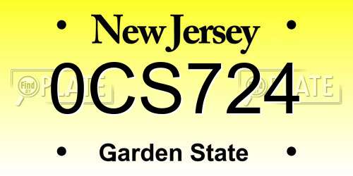 0CS724 New Jersey License Plate