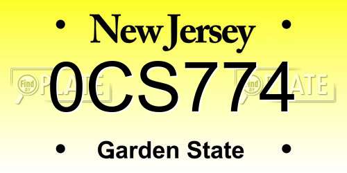 0CS774 New Jersey License Plate