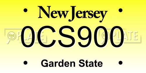 0CS900 New Jersey License Plate