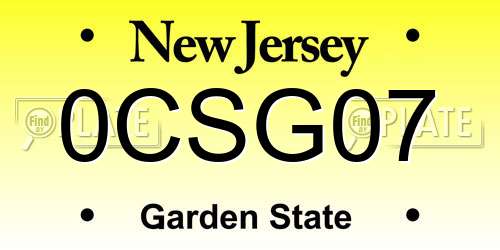 0CSG07 New Jersey License Plate