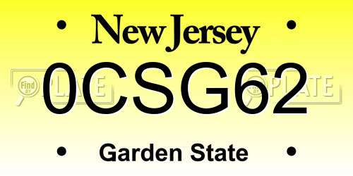0CSG62 New Jersey License Plate