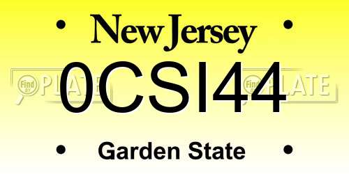 0CSI44 New Jersey License Plate