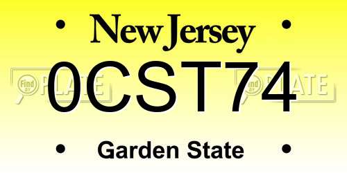 0CST74 New Jersey License Plate
