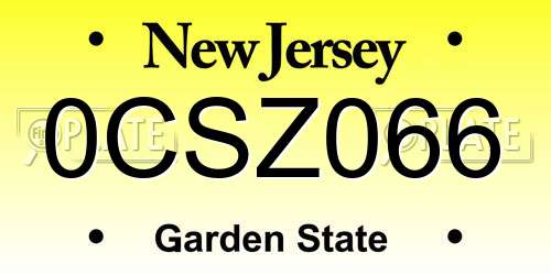 0CSZ066 New Jersey License Plate