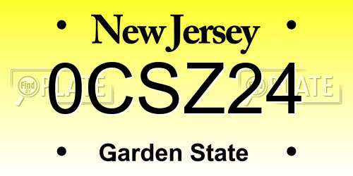 0CSZ24 New Jersey License Plate