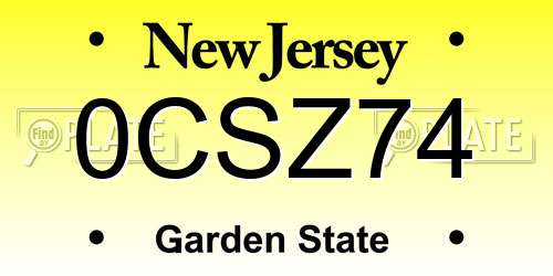 0CSZ74 New Jersey License Plate