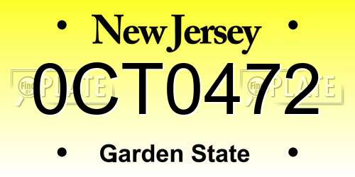 0CT0472 New Jersey License Plate