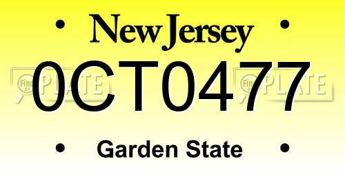 0CT0477 New Jersey License Plate