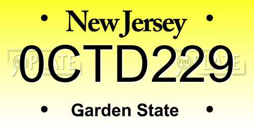 0CTD229 New Jersey License Plate