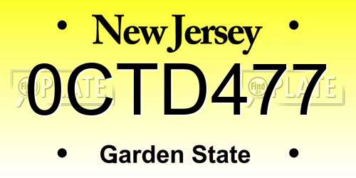 0CTD477 New Jersey License Plate