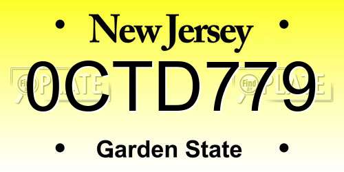 0CTD779 New Jersey License Plate