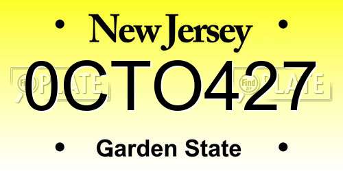 0CTO427 New Jersey License Plate