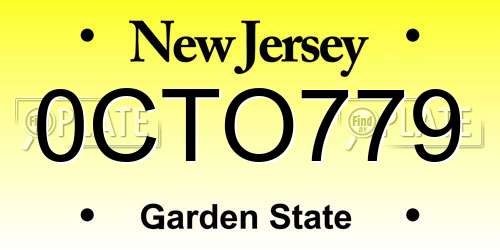 0CTO779 New Jersey License Plate