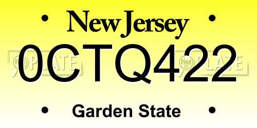 0CTQ422 New Jersey License Plate