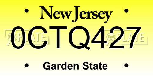 0CTQ427 New Jersey License Plate