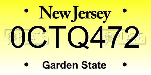 0CTQ472 New Jersey License Plate