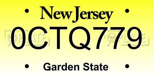 0CTQ779 New Jersey License Plate