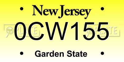 0CW155 New Jersey License Plate