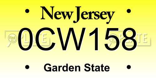 0CW158 New Jersey License Plate
