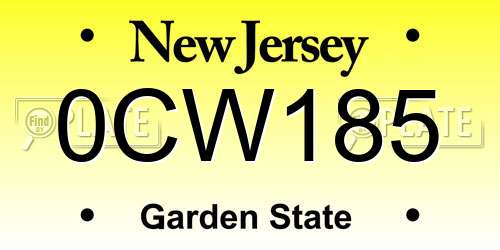 0CW185 New Jersey License Plate