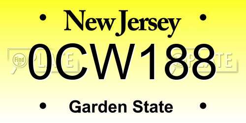 0CW188 New Jersey License Plate