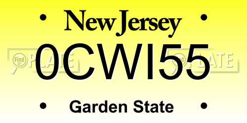 0CWI55 New Jersey License Plate