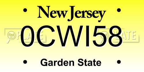 0CWI58 New Jersey License Plate
