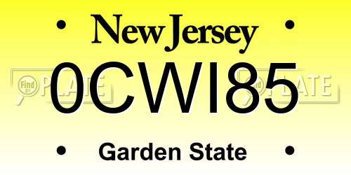 0CWI85 New Jersey License Plate
