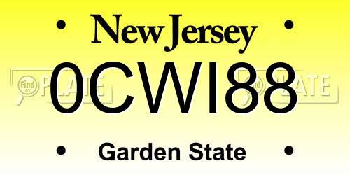 0CWI88 New Jersey License Plate