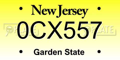 0CX557 New Jersey License Plate