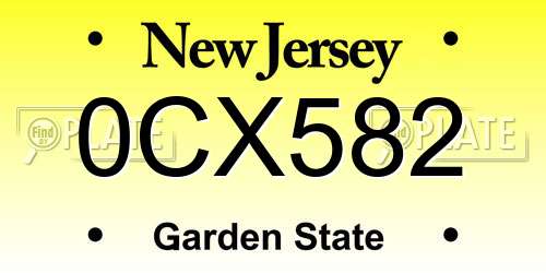 0CX582 New Jersey License Plate