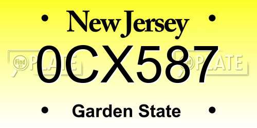 0CX587 New Jersey License Plate