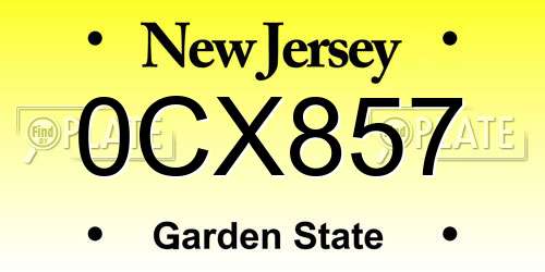 0CX857 New Jersey License Plate