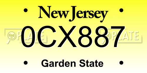 0CX887 New Jersey License Plate