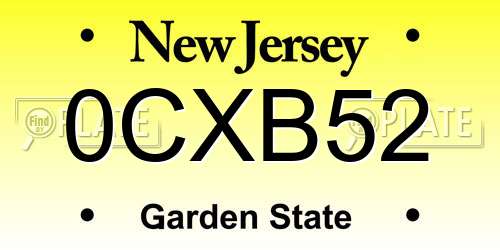 0CXB52 New Jersey License Plate