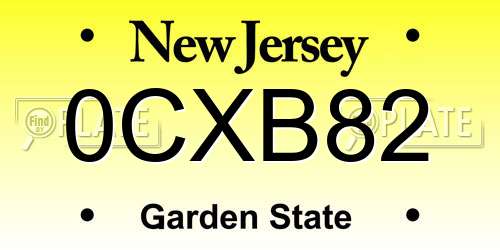0CXB82 New Jersey License Plate