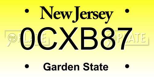 0CXB87 New Jersey License Plate