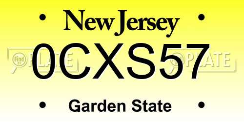 0CXS57 New Jersey License Plate