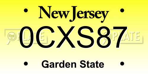 0CXS87 New Jersey License Plate