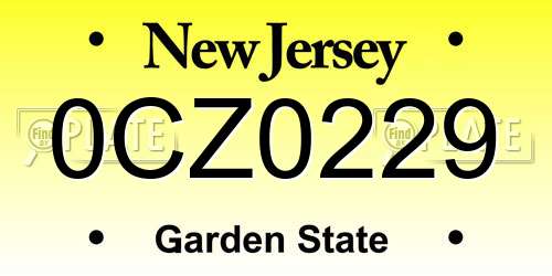 0CZ0229 New Jersey License Plate