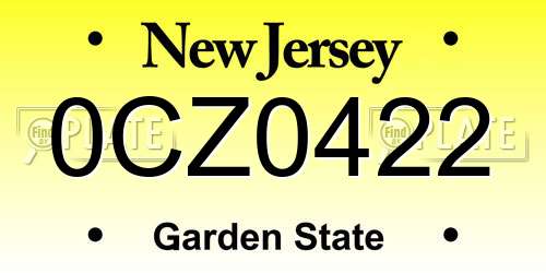 0CZ0422 New Jersey License Plate