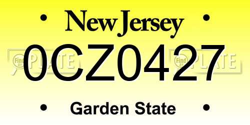 0CZ0427 New Jersey License Plate