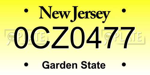 0CZ0477 New Jersey License Plate