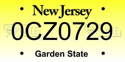 0CZ0729 New Jersey License Plate
