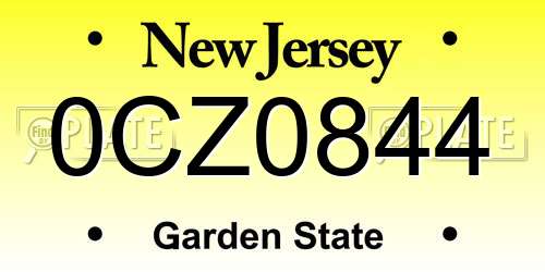0CZ0844 New Jersey License Plate