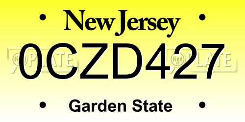 0CZD427 New Jersey License Plate