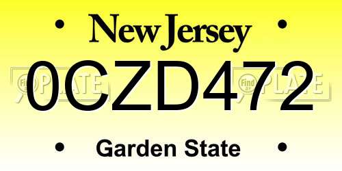 0CZD472 New Jersey License Plate